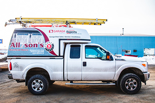 Allison's service truck with the ladder