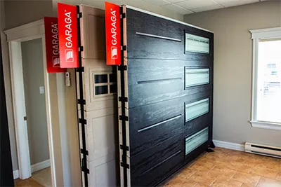 Garaga garage doors in the showroom